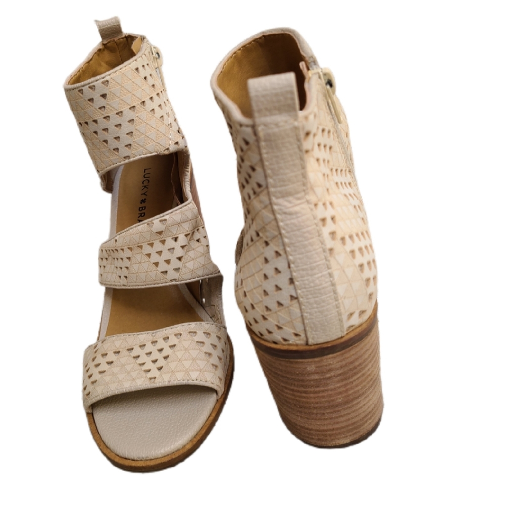 LUCKY BRAND KABOTT PERFORATED BLOCK ANKLE HEELS - Picture 5 of 8